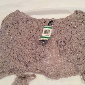 Two piece set. Shawl and tank crochet with stones